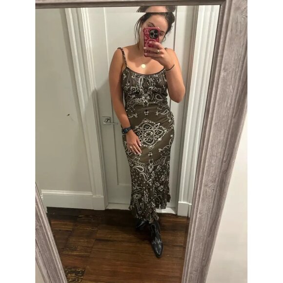 Sandro Bandana Print sleeveless Midi Dress Size 6 - Picture 9 of 16